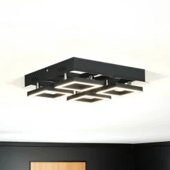 Strühm Deckenleuchte LED B: 25 cm Edelstahl in Schwarz Chrom 4200 K* Deckenleuchten|Led Lampen