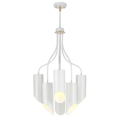 Elstead Deckenleuchte LEYRE Weiß Messing 6xE27 Ø52cm Lampe* Deckenleuchten|Wohnzimmerlampen