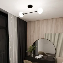 Emibig Deckenleuchte länglich 55 cm 2-flammig Glas Metall* Deckenleuchten|Flurlampen