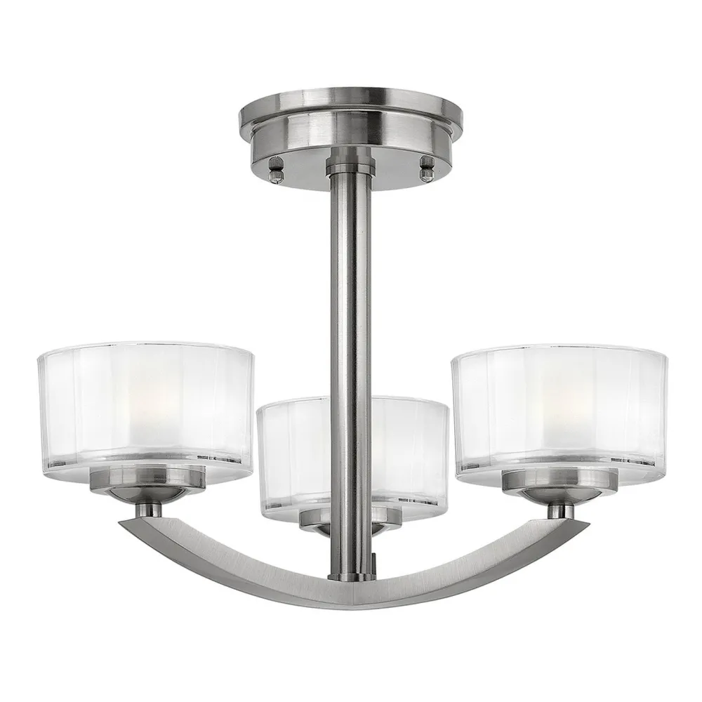 Discount Elstead Deckenleuchte LOU 3xE27 Nickel Lampe Wohnzimmer