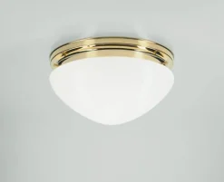 Outlet Berliner Messingleuchten Deckenleuchte Messing poliert Glas E27 Ø30 cm rund