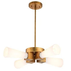 Elstead Deckenleuchte Metall Glas B: 66 cm in Gold Antik Weiß