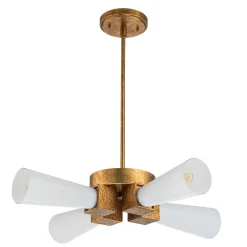 Elstead Deckenleuchte Metall Glas B: 66 cm in Gold Antik Weiß