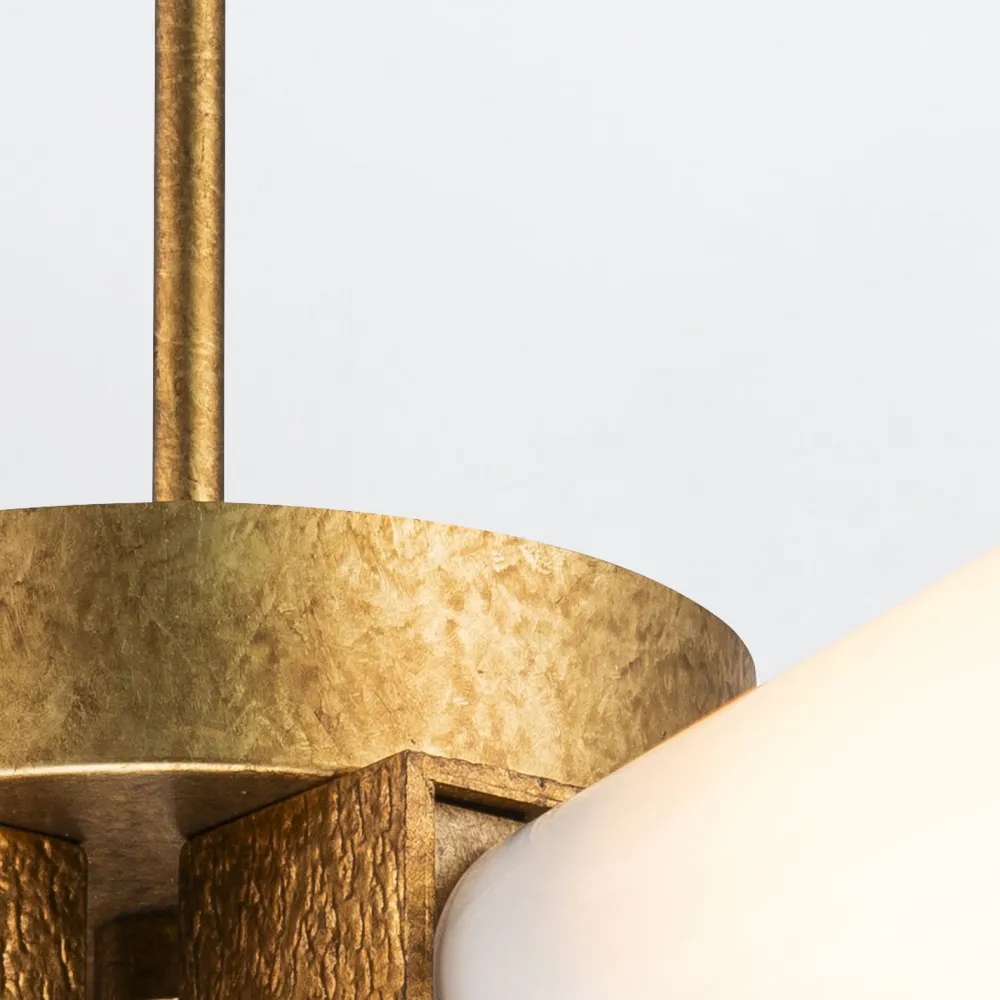 Elstead Deckenleuchte Metall Glas B: 66 cm in Gold Antik Weiß