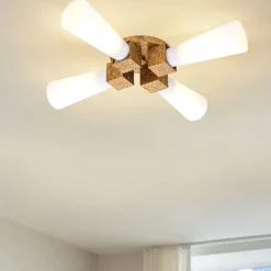 Elstead Deckenleuchte Metall Glas B: 66 cm in Gold Antik Weiß