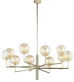 Jupiter Deckenleuchte Metall Glas G9 in Gold Bernstein Beige* Deckenleuchten|Bürolampen