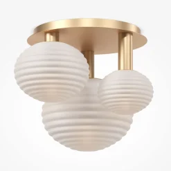 Clearance Maytoni Deckenleuchte Metall Glas B: 53,5 cm in Gold Weiß E14