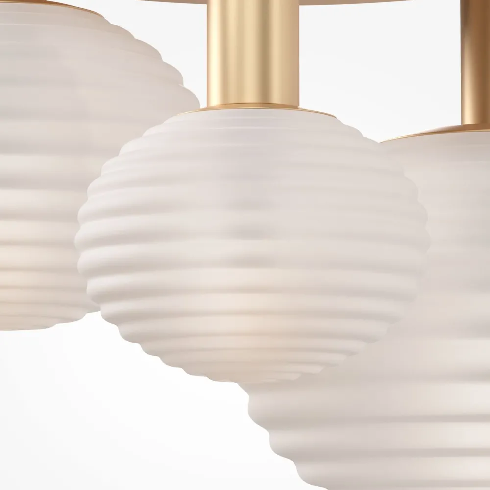 Clearance Maytoni Deckenleuchte Metall Glas B: 53,5 cm in Gold Weiß E14