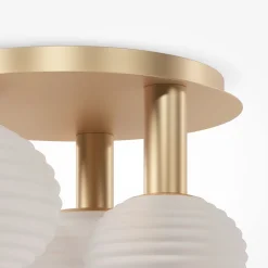 Clearance Maytoni Deckenleuchte Metall Glas B: 53,5 cm in Gold Weiß E14