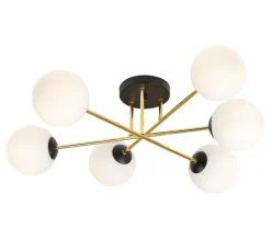 Discount Emibig Deckenleuchte Metall Glas E14 in Schwarz Weiß Gold