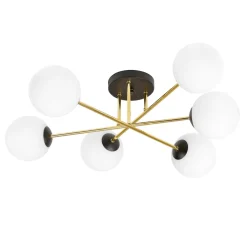 Discount Emibig Deckenleuchte Metall Glas E14 in Schwarz Weiß Gold