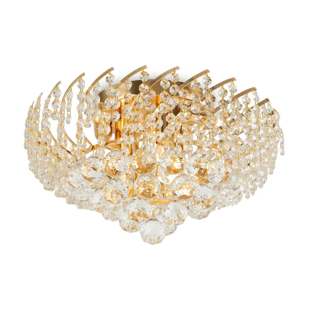 New Maytoni Deckenleuchte Metall Glas E14 rund Ø 41 cm in Gold MARA