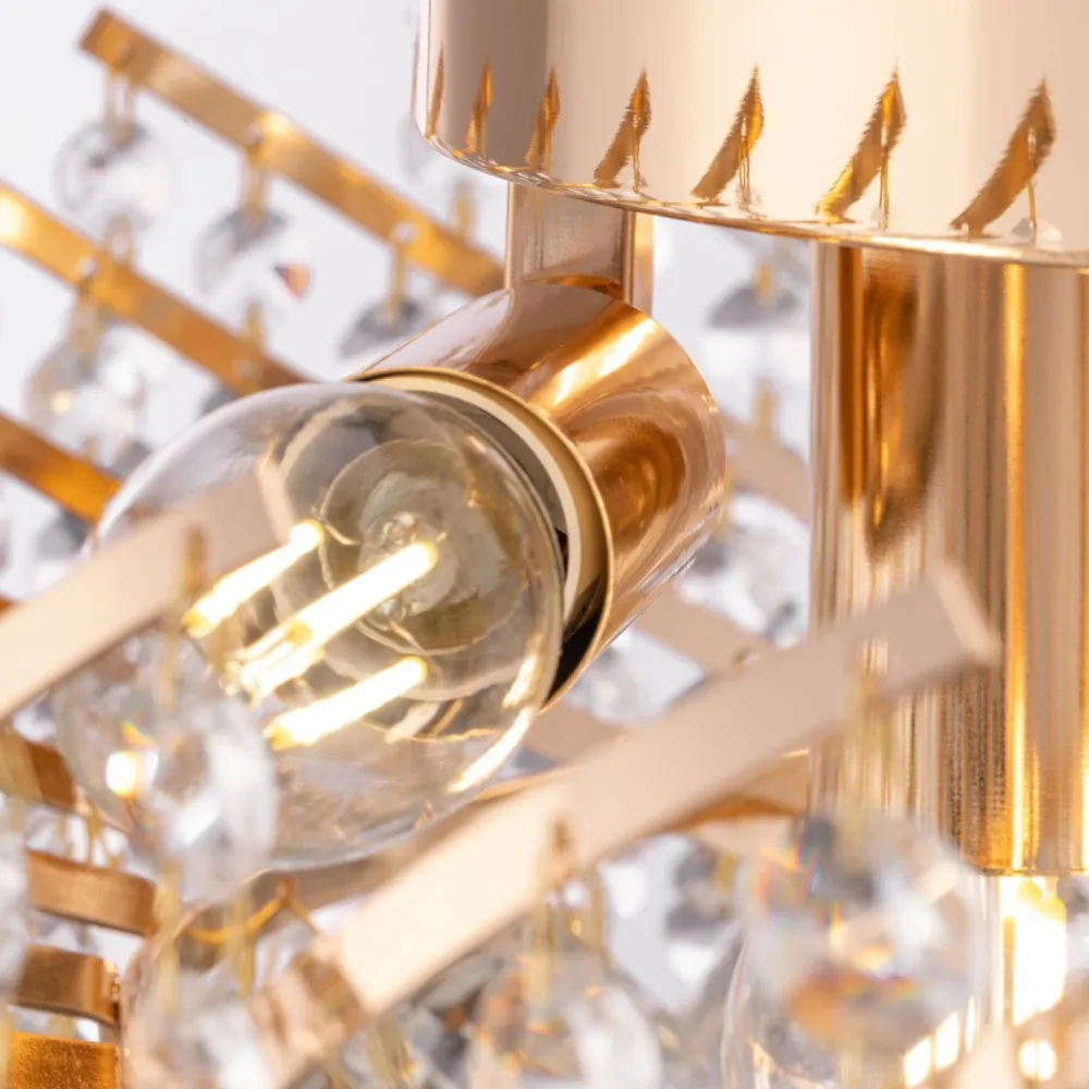 New Maytoni Deckenleuchte Metall Glas E14 rund Ø 41 cm in Gold MARA