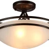 Maytoni Deckenleuchte Metall Glas B: 48 cm in Bronze antik Weiß* Deckenleuchten|Badezimmer Lampe