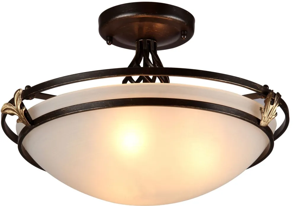 Maytoni Deckenleuchte Metall Glas B: 48 cm in Bronze antik Weiß* Deckenleuchten|Badezimmer Lampe