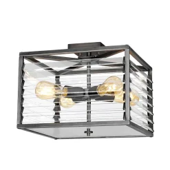 Discount Elstead Deckenleuchte Metall Glas 39,2 cm breit Gunmetal Grau