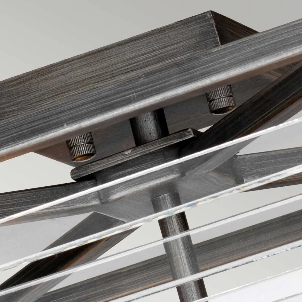 Discount Elstead Deckenleuchte Metall Glas 39,2 cm breit Gunmetal Grau