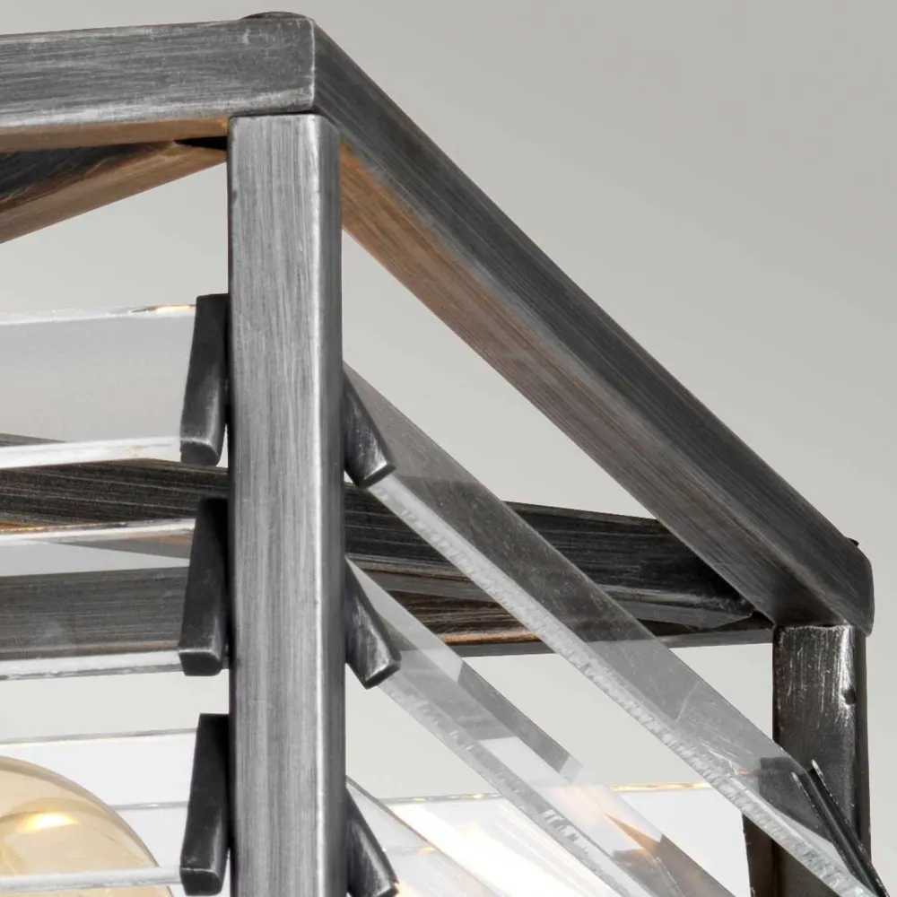 Discount Elstead Deckenleuchte Metall Glas 39,2 cm breit Gunmetal Grau