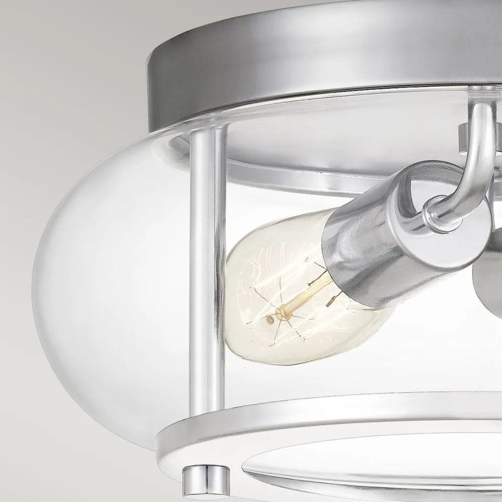 Elstead Deckenleuchte Metall Glas Ø 30,5 cm IP44 Chrom Bad* Flurlampen|Bürolampen