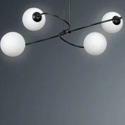 Emibig Deckenleuchte Metall Glas Schwarz Weiß Modern 4x E27