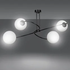 Emibig Deckenleuchte Metall Glas Schwarz Weiß Modern 4x E27