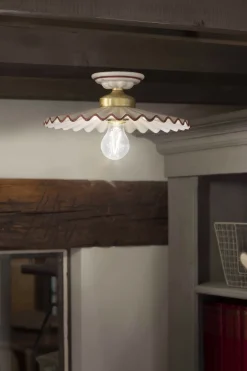 Ferroluce Deckenleuchte Metall Keramik E27 D: 31 cm rund Landhaus* Wohnzimmerlampen|Keramiklampen