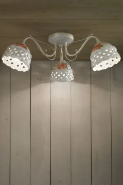 Sale Ferroluce Deckenleuchte Metall Keramik E14 3-flammig Landhausstil