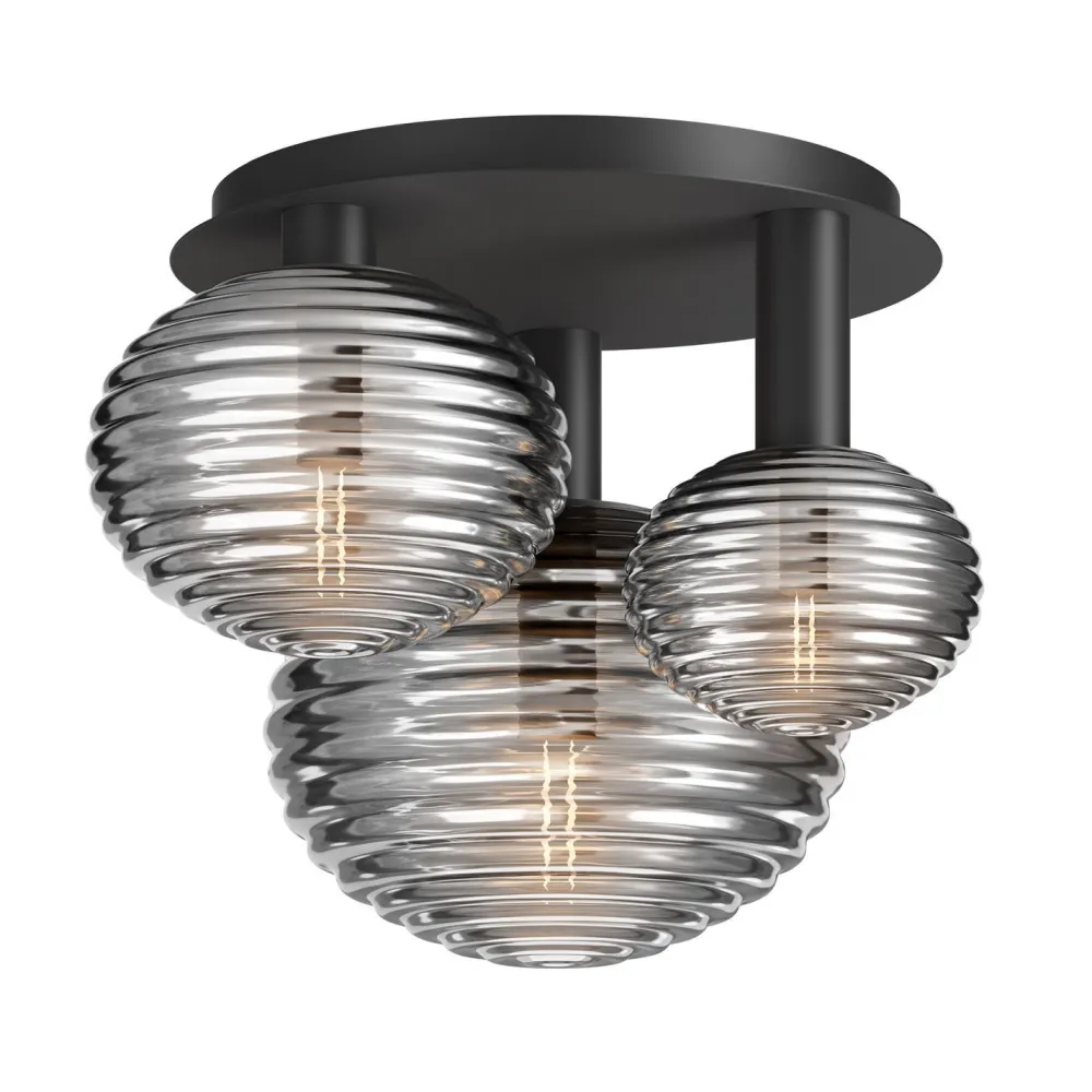 Maytoni Deckenleuchte Metall Rauchglas B: 53,5 cm E14 3-flammig* Deckenleuchten|Badezimmer Lampe