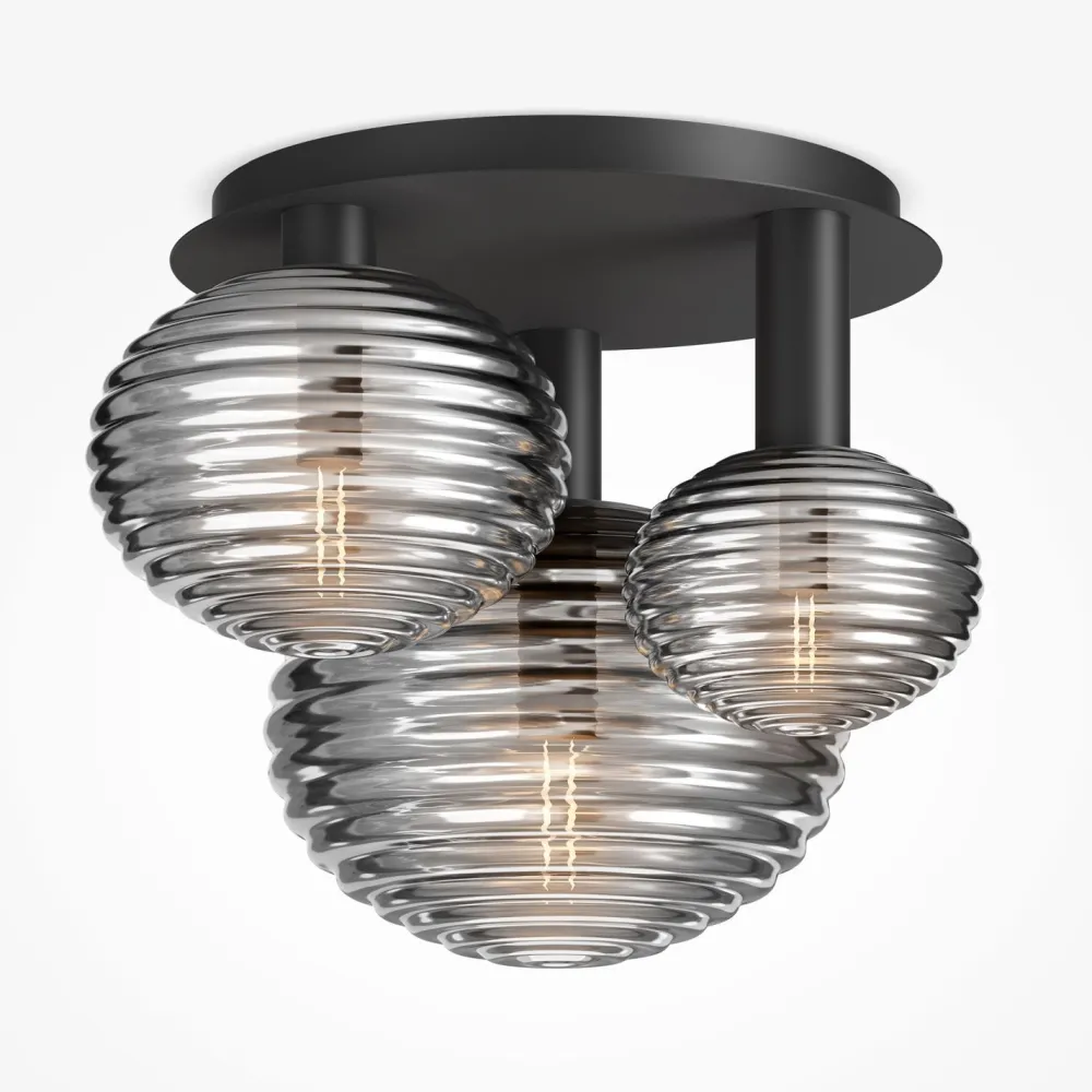 Maytoni Deckenleuchte Metall Rauchglas B: 53,5 cm E14 3-flammig* Deckenleuchten|Badezimmer Lampe