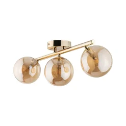 TK Lighting Deckenleuchte Metall Rauchglas 47 cm klein in Gold Bernstein* Glaslampen|Metall Lampen