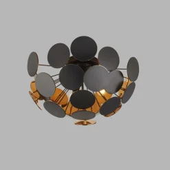 Hot Searchlight Deckenleuchte Metall Schwarz Gold Ø 52 cm 3x E14 Modern