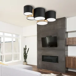 TK Lighting Deckenleuchte Modern 5-flammig Schwarz Gold blendarm E27* Deckenleuchten|Bürolampen