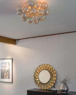 Sale By Rydéns Deckenleuchte Rauchglas Metall 50 cm breit 6x G9 in Bernstein