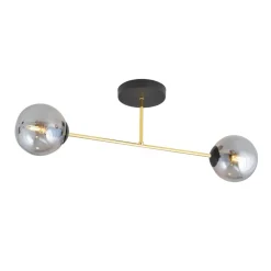 Emibig Deckenleuchte Rauchglas Metall 55 cm 2-flammig* Deckenleuchten|Flurlampen