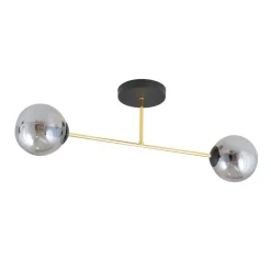 Emibig Deckenleuchte Rauchglas Metall 55 cm 2-flammig* Deckenleuchten|Flurlampen