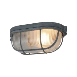 Steinhauer Deckenleuchte Riffelglas Metall Grau L:21 cm Industrie* Deckenleuchten|Badezimmer Lampe