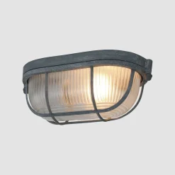Steinhauer Deckenleuchte Riffelglas Metall Grau L:21 cm Industrie* Deckenleuchten|Badezimmer Lampe