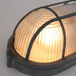 Steinhauer Deckenleuchte Riffelglas Metall Grau L:21 cm Industrie* Deckenleuchten|Badezimmer Lampe