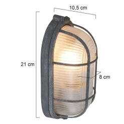 Steinhauer Deckenleuchte Riffelglas Metall Grau L:21 cm Industrie* Deckenleuchten|Badezimmer Lampe