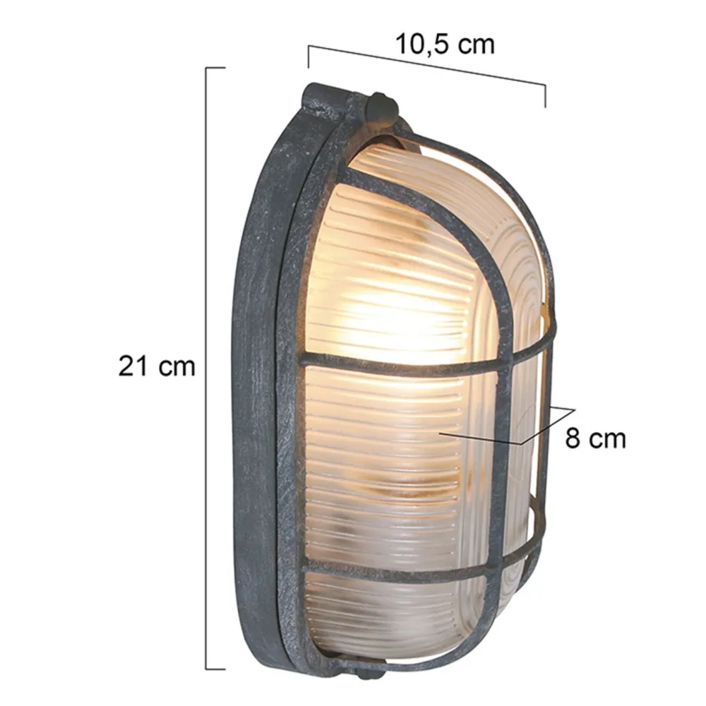 Steinhauer Deckenleuchte Riffelglas Metall Grau L:21 cm Industrie* Deckenleuchten|Badezimmer Lampe