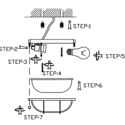 Steinhauer Deckenleuchte Riffelglas Metall Grau L:21 cm Industrie* Deckenleuchten|Badezimmer Lampe