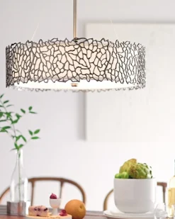 Sale Elstead Deckenleuchte RINA Zinn Leinen Ø56cm Design Lampe