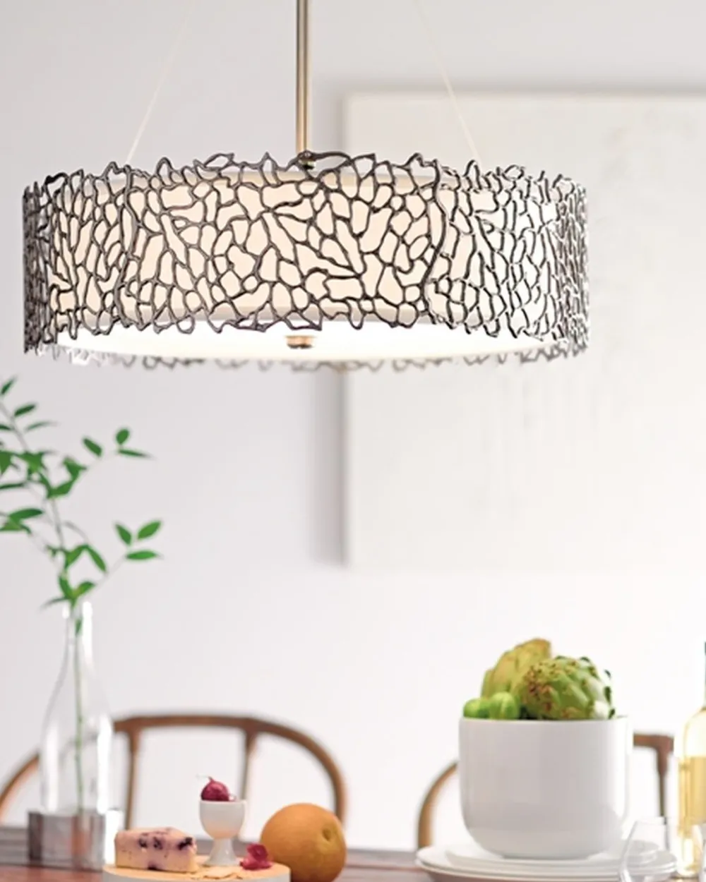 Sale Elstead Deckenleuchte RINA Zinn Leinen Ø56cm Design Lampe