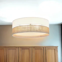 TK Lighting Deckenleuchte rund Ø 45 cm Boho Style 3x E27 Stoff Jute* Deckenleuchten|Flurlampen