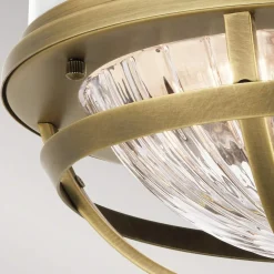 New Elstead Deckenleuchte rund Ø 30,5 cm Metall Riffelglas 2x E27