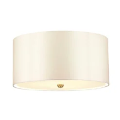 Hot Elstead Deckenleuchte rund 46 cm Stoff in Creme Messing