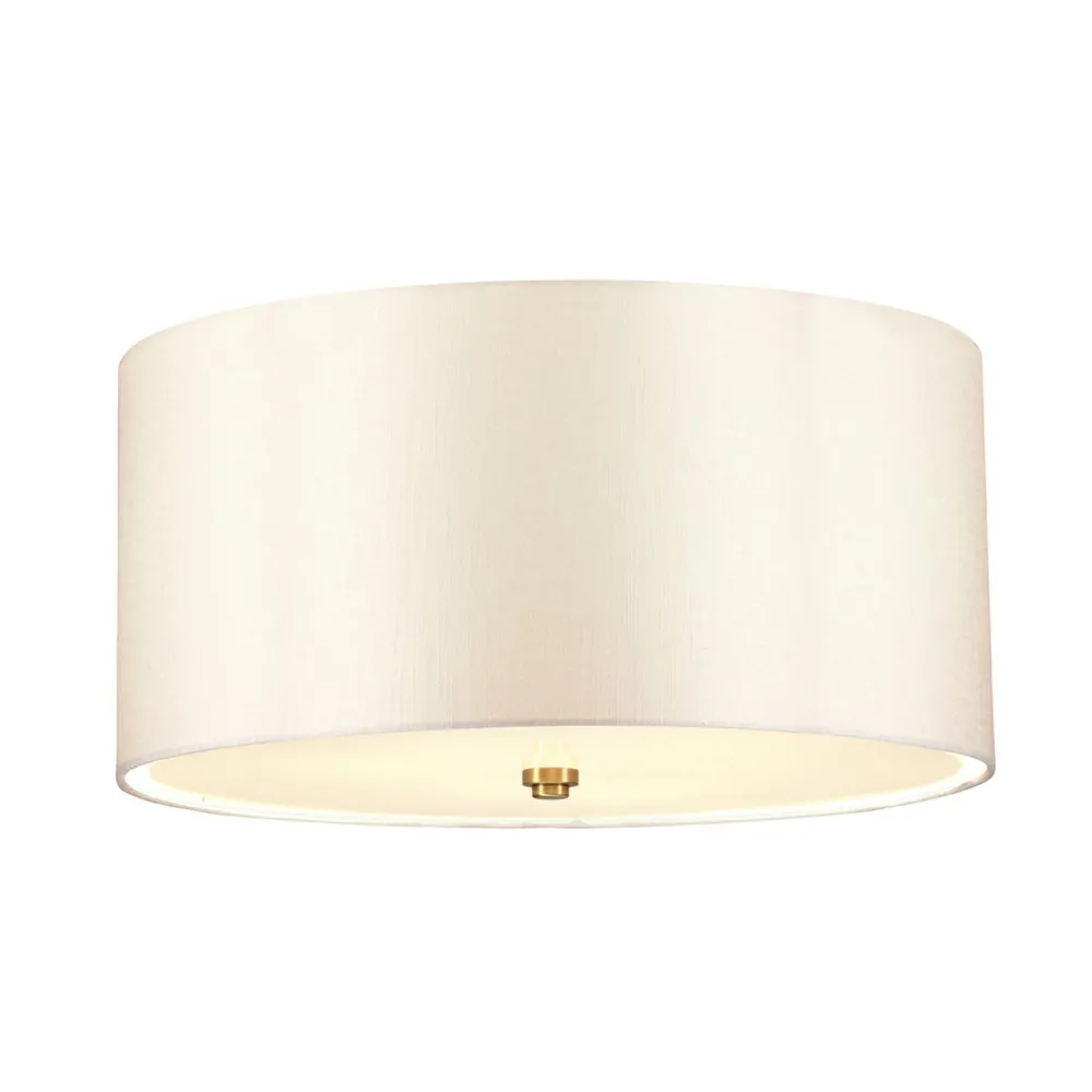 Hot Elstead Deckenleuchte rund 46 cm Stoff in Creme Messing