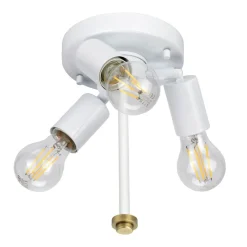 Hot Elstead Deckenleuchte rund 46 cm Stoff in Creme Messing