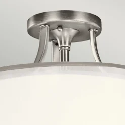 Elstead Deckenleuchte rund Weiß Zinn antik Glas Leinen Metall* Glaslampen|Moderne Lampen