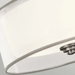 Elstead Deckenleuchte rund Weiß Zinn antik Glas Leinen Metall* Glaslampen|Moderne Lampen